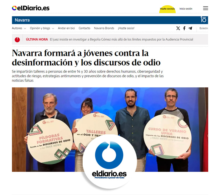 Fundacion Rode DIARIO Navarra formará a jóvenes contra la desinformación y los discursos de odio