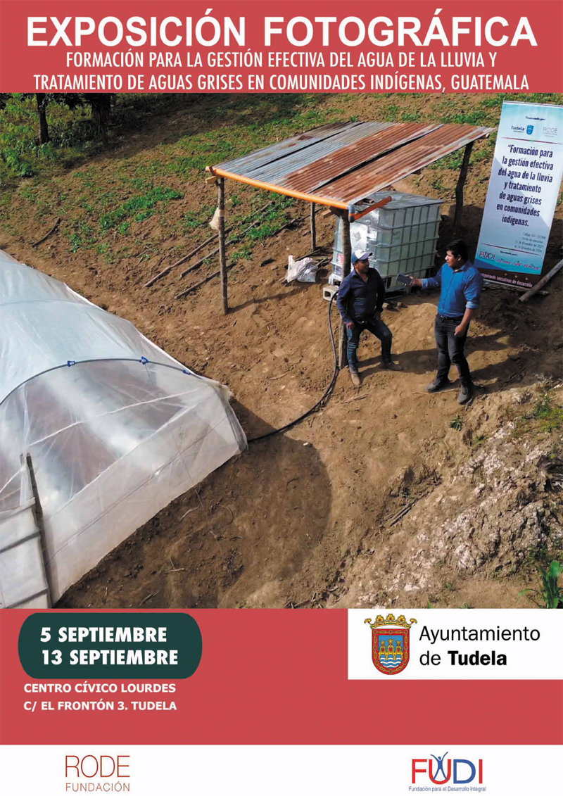 Cartel exposición FORMACION PARA LA GESTION EFECTIVA DEL AGUA DE LA LLUVIA Y TRATAMIENTO DE AGUAS GRISES EN COMUNIDADES INDIGENAS, GUATEMALA”